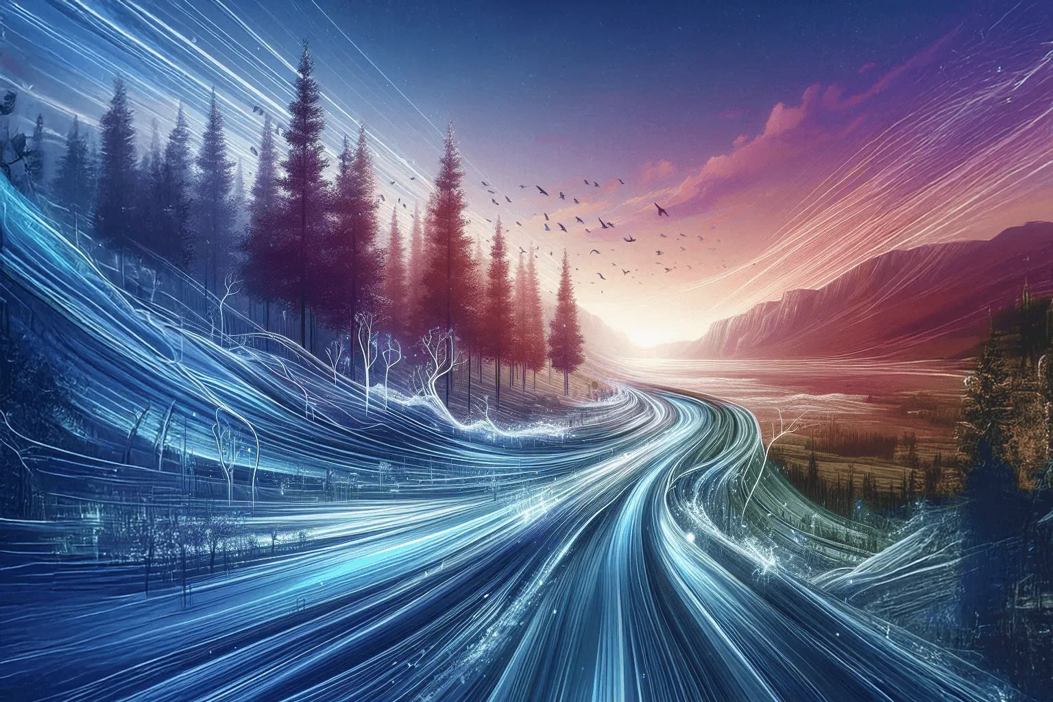 An image of fast water flows through a forest, cover of our fast learning tools page.