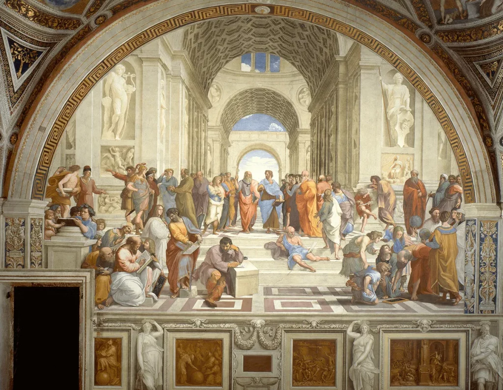 "The school of Athens" (of Raphael) showing old Greeks learning