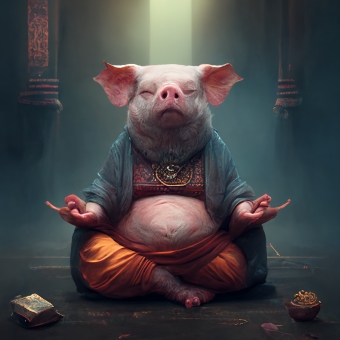 Mnemonic image of a pig with the association to a guru
